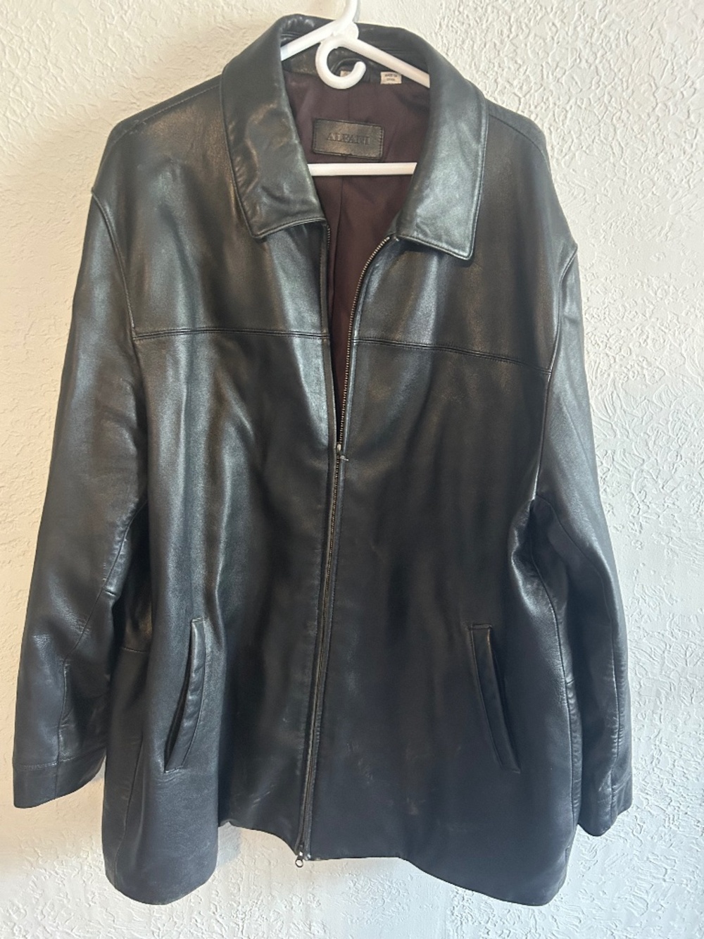 Alfani Men's Large Soft Genuine Leather Jacket Black Lined